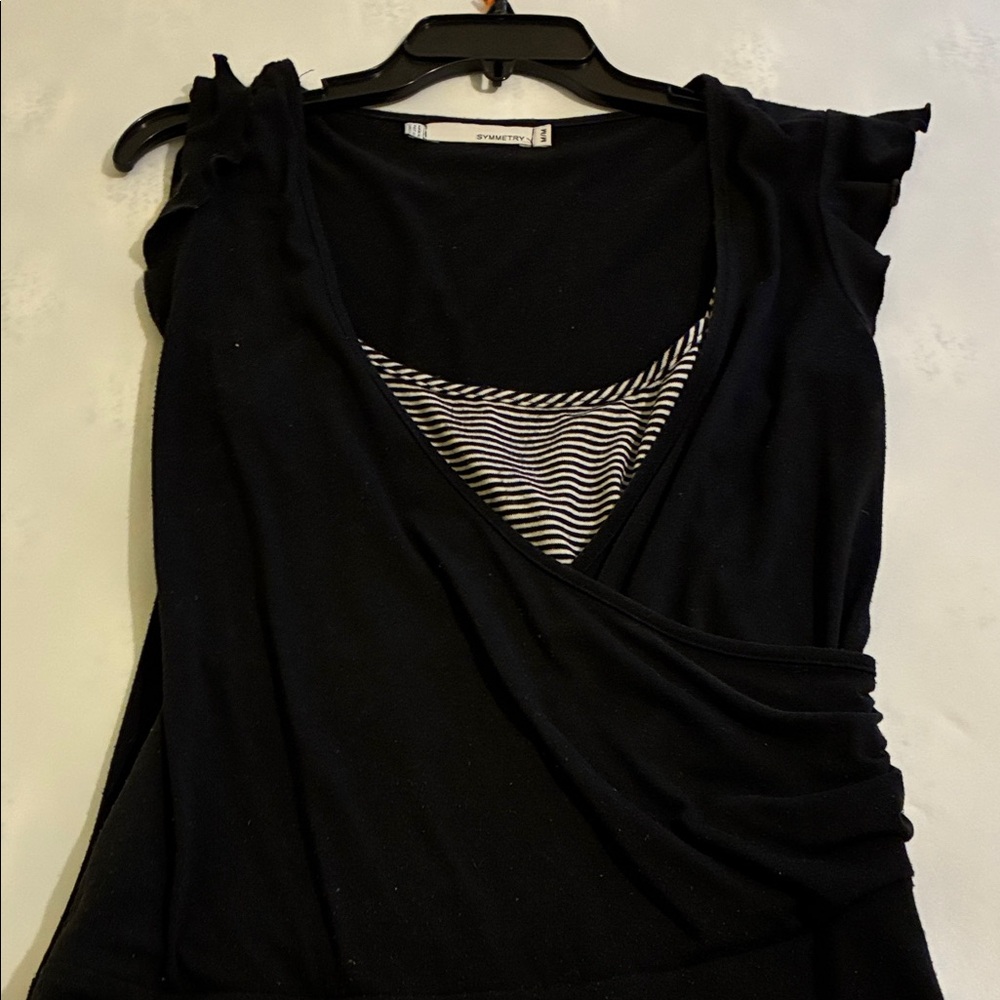 Symmetry Black Wrap Women's Top